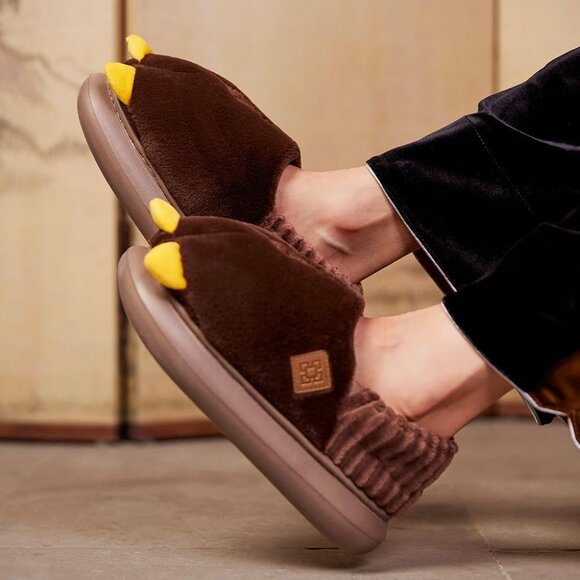 ⚡Women Brown Zhongli Impression Apparel Series Exuvia Fluffy Bedroom Slippers - Picture 2 of 6